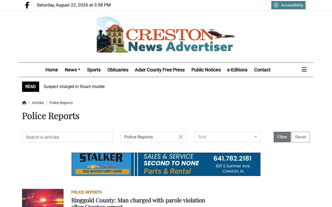 Adair County arrest report archive interface