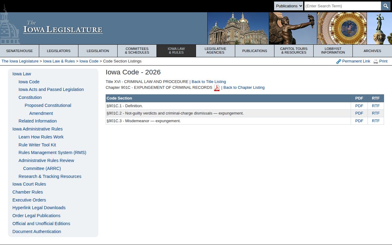 Iowa expungement law for Adair County arrest and mugshot records